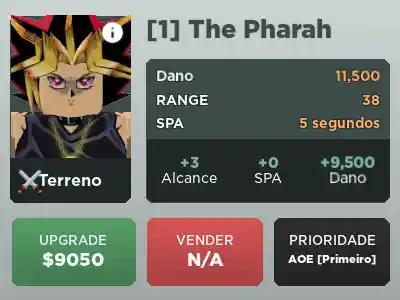 O Faraó é um personagem de All Star Tower Defense baseado em Yami Yugi  (Faraó) de Yu-Gi-Oh