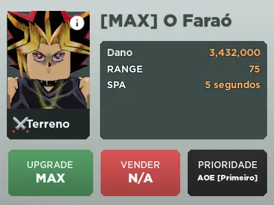 O Faraó é um personagem de All Star Tower Defense baseado em Yami Yugi  (Faraó) de Yu-Gi-Oh